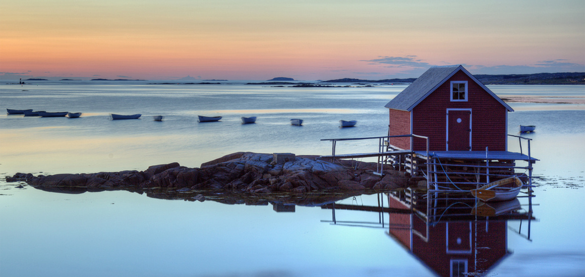 Fishing stage at dusk