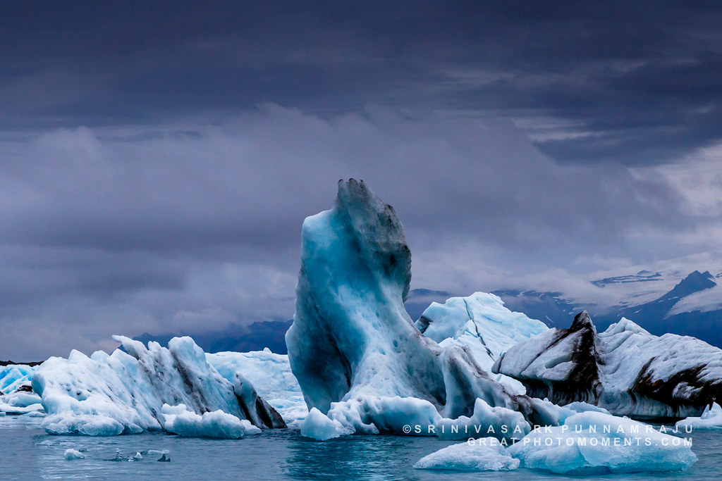 Blue ice, storm light