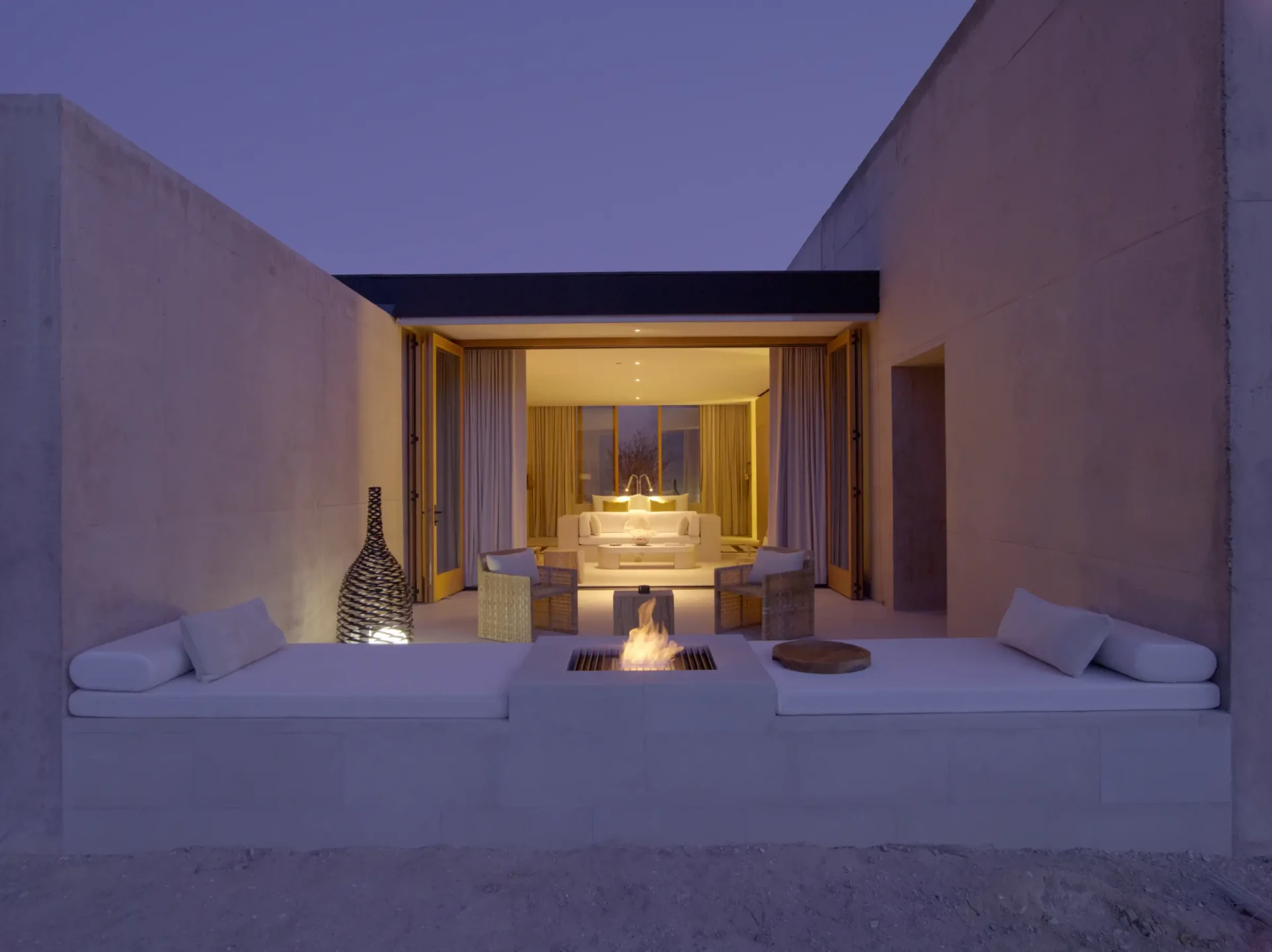 Desert pool suite, firelight